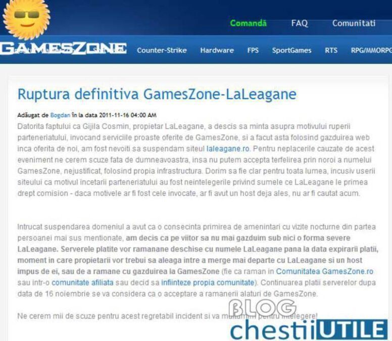 gamezone anunta parteneriat incheiat laleagane