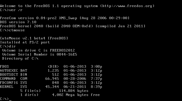 captură sistem de operare freedos