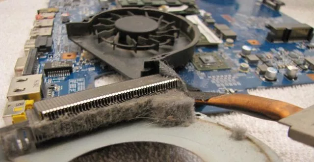 foarte mult praf pe coolerul laptopului.