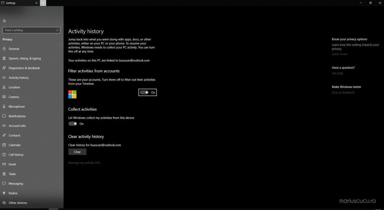 Timeline pentru Windows 10