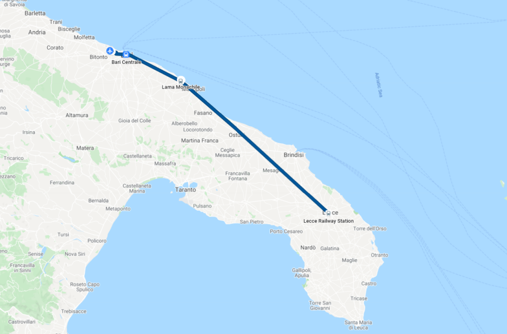 traseu bari lecce retur