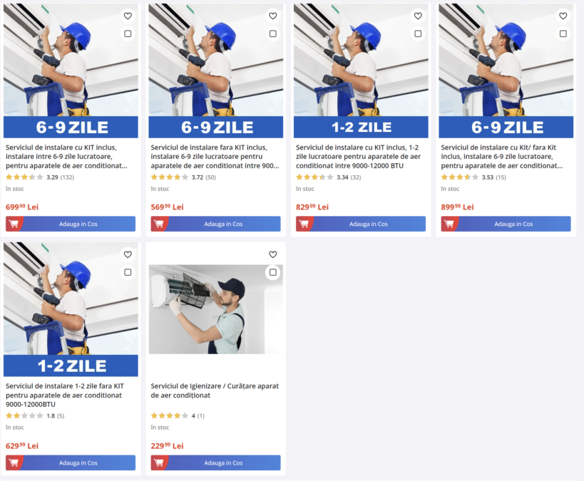 pret instalare aer conditionat emag