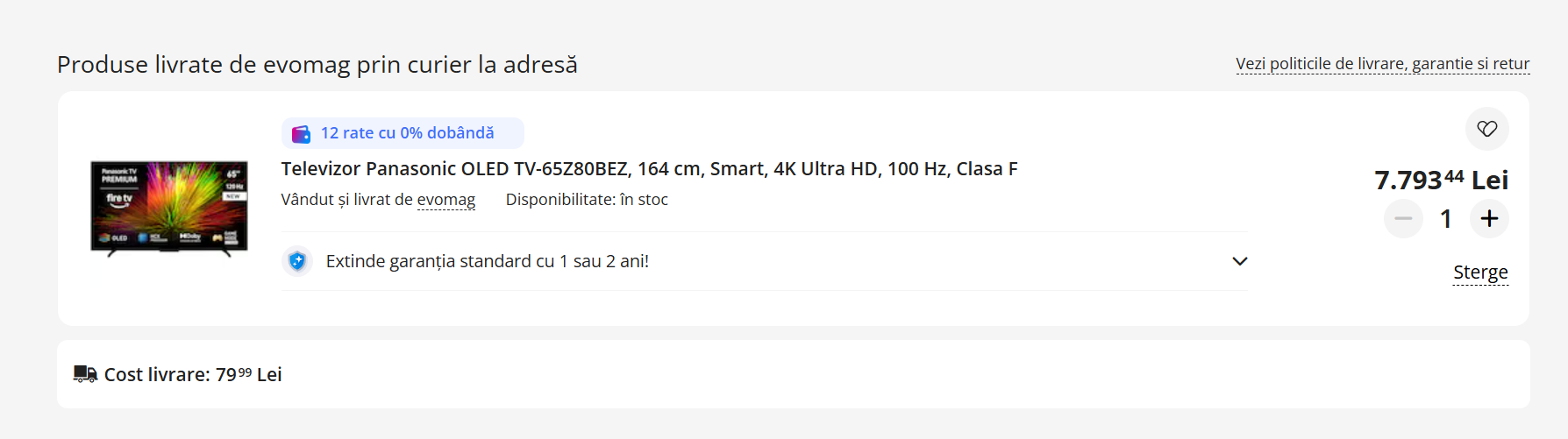 televizor oled panasonic livrare